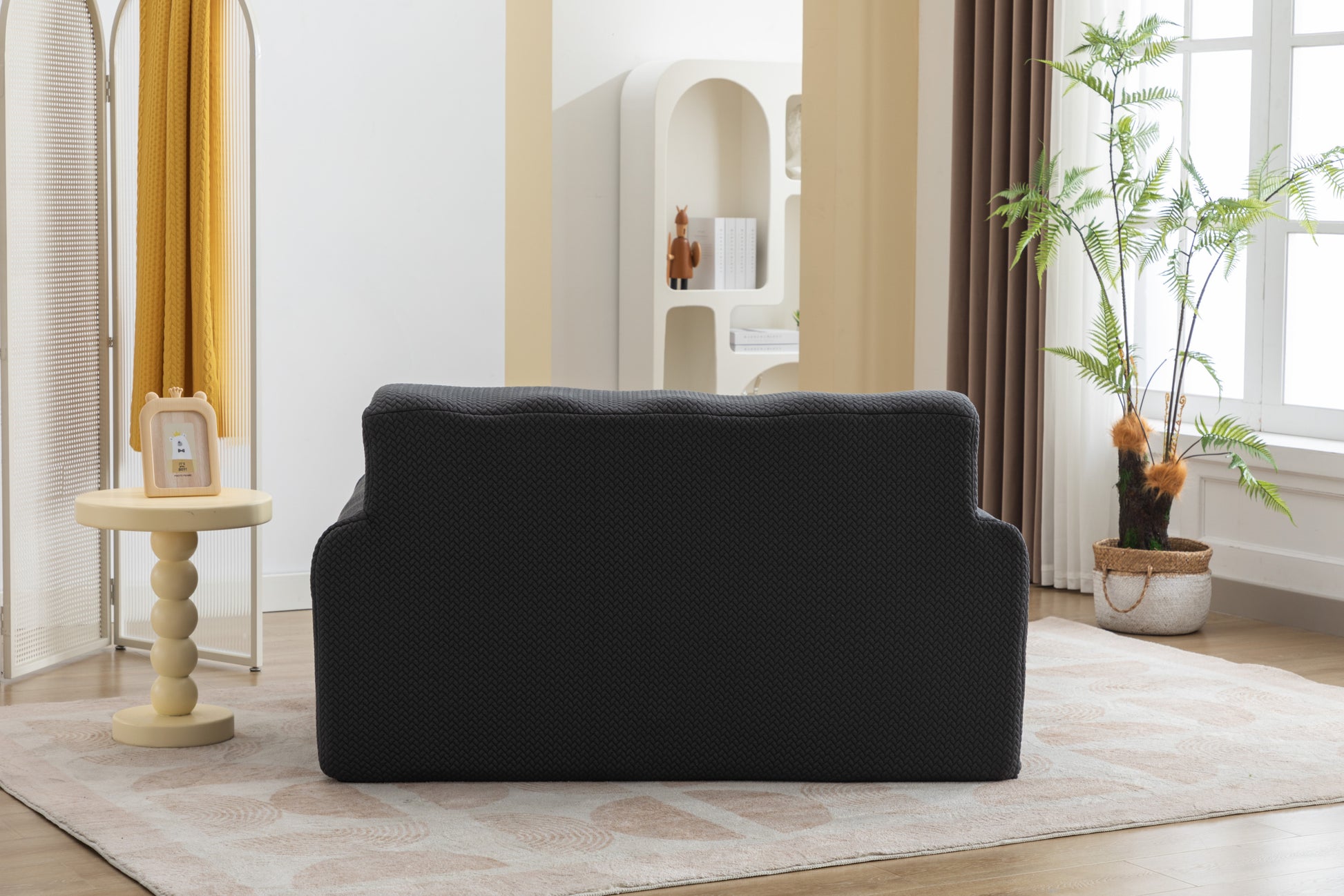 Large Size 1 Seater Sofa, Pure Foam Comfy Sofa Couch, Modern Lounge Sofa For Living Room, Apartment Black Foam Spring