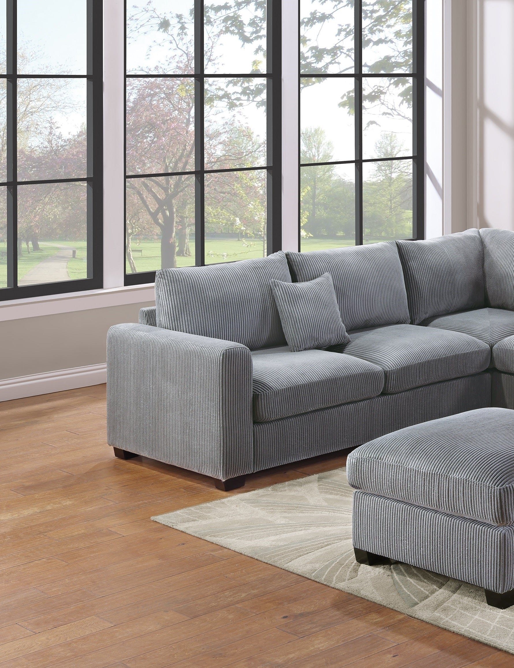 L Sectional Sofa Corduroy Fog Color Laf And Raf Loveseats Corner Wedge Ottoman 4Pcs Sectional Set Couch Living Room Furniture Fog Primary Living Space Contemporary,Modern,Transitional L Shaped
