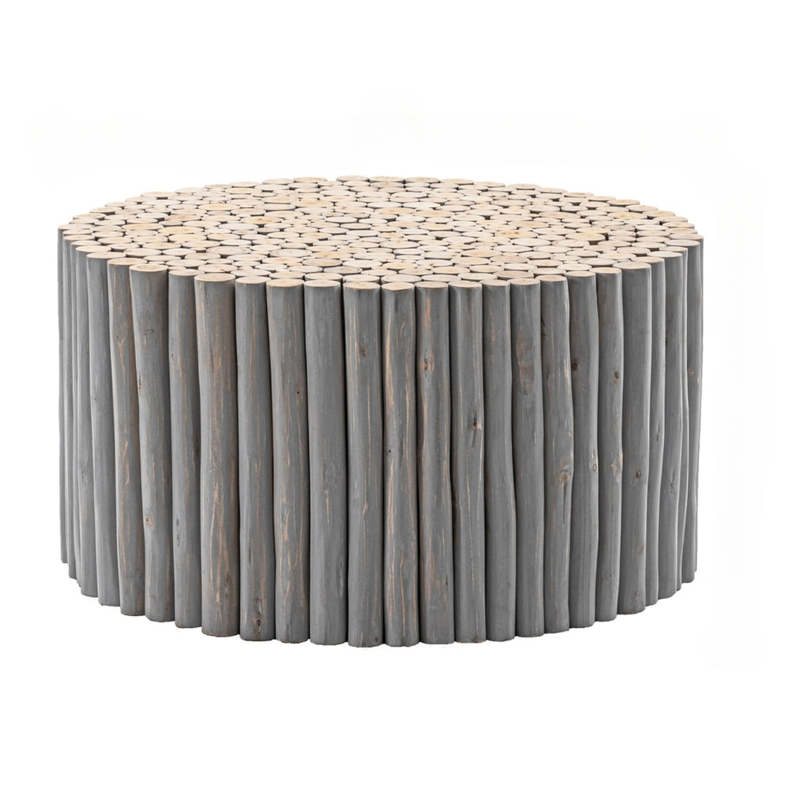 T1009 32 Coffee Table Gray Grey Primary Living Space Modern Round Open Storage Coffee & End Tables Wood