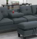 Living Room Furniture 3 Pcs Sectional Sofa Set Laf Sofa Raf Chaise And Storage Ottoman Cup Holder Charcoal Color Linen Like Fabric Couch Charcoal Primary Living Space Contemporary,Modern,Transitional L Shaped Rubberwood Fabric 5 Seat