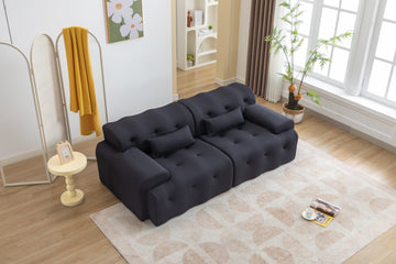 Large Size 2 Seater Sofa, Pure Foam Comfy Sofa Couch, Modern Lounge Sofa For Living Room, Apartment Dark Gray Foam Spring