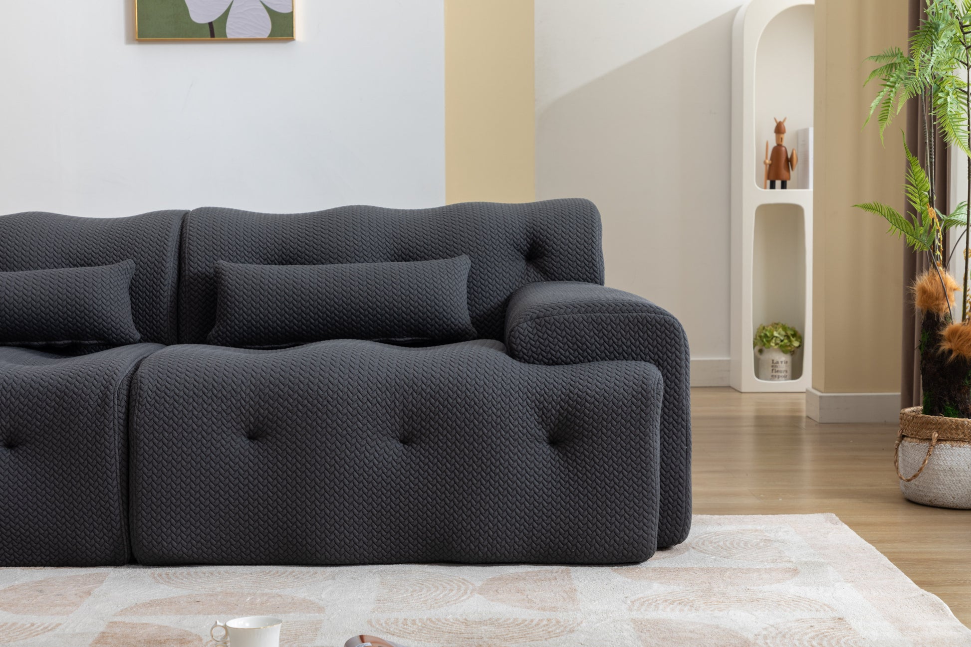 Large Size 2 Seater Sofa, Pure Foam Comfy Sofa Couch, Modern Lounge Sofa For Living Room, Apartment Black Foam Spring