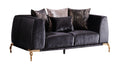 Majestic Shiny Thick Velvet Fabric Upholstered Loveseat Made With Wood Finished In Black Black Velvet Wood Primary Living Space Soft Contemporary,Modern Square Arms Upholstered Wood