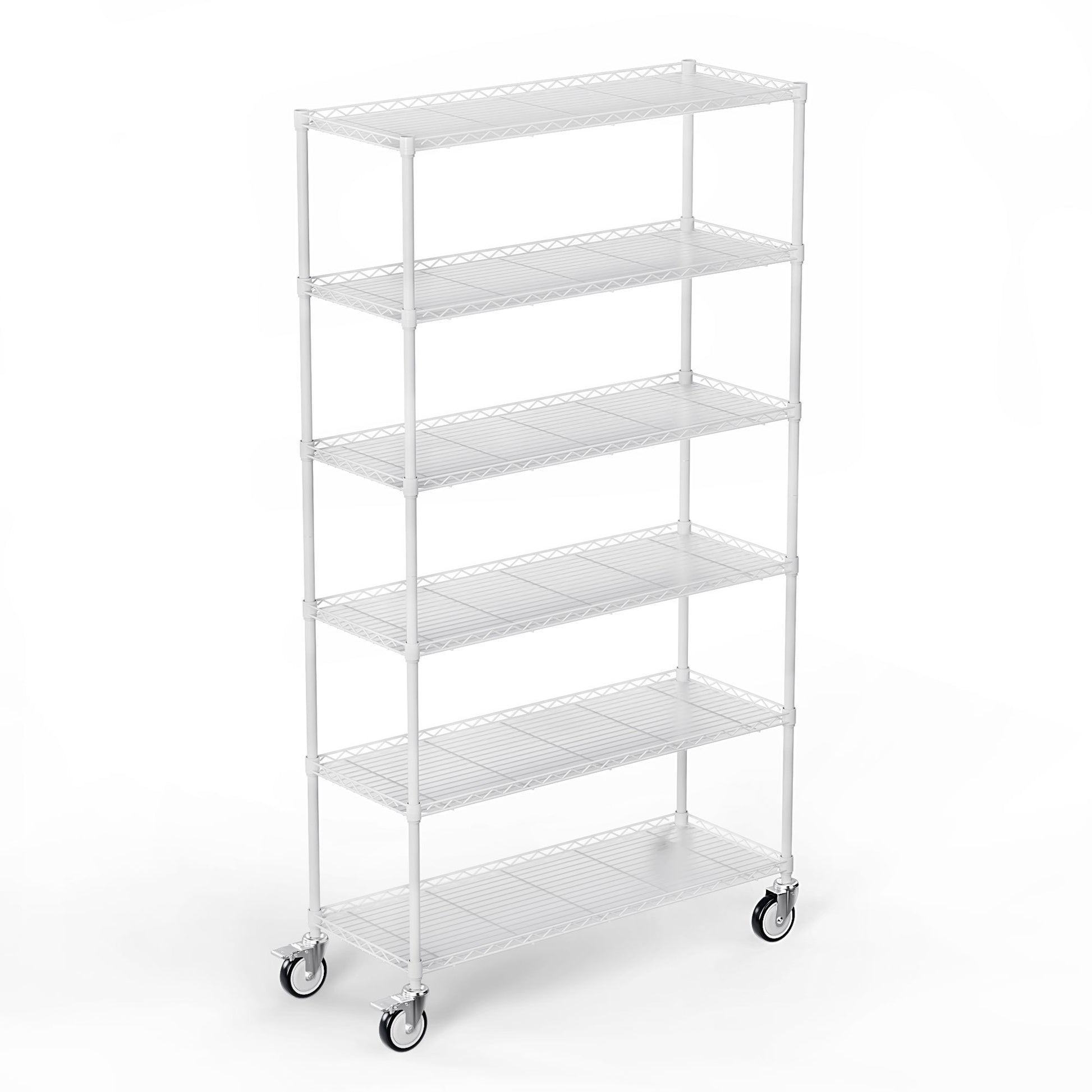 6 Tier Shelf Wire Shelving Unit Fence Shelf Fw 6T1848 W Lkj White Iron Plastic