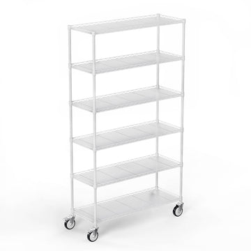 6 Tier Shelf Wire Shelving Unit Fence Shelf Fw 6T1848 W Lkj White Iron Plastic