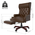 330Lbs Executive Office Chair With Footstool, Ergonomic Design High Back Reclining Comfortable Desk Chair Brown Brown Pu Leather