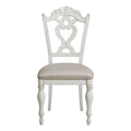 Victorian Style Antique White Desk Chair 1Pc Upholstered Cushioned Seat Traditional Craving Wooden Funiture Antique White Traditional,Victorian Side Chair Solid Wood