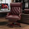 330Lbs Executive Office Chair With Footstool, Ergonomic Design High Back Reclining Comfortable Desk Chair Burdy Burgundy Pu Leather