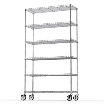 6 Tier Shelf Wire Shelving Unit Fence Shelf Fw 6T1848 C Lkj Chrome Iron Plastic