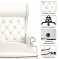 330Lbs Executive Office Chair With Footstool, Ergonomic Design High Back Reclining Comfortable Desk Chair White White Pu Leather