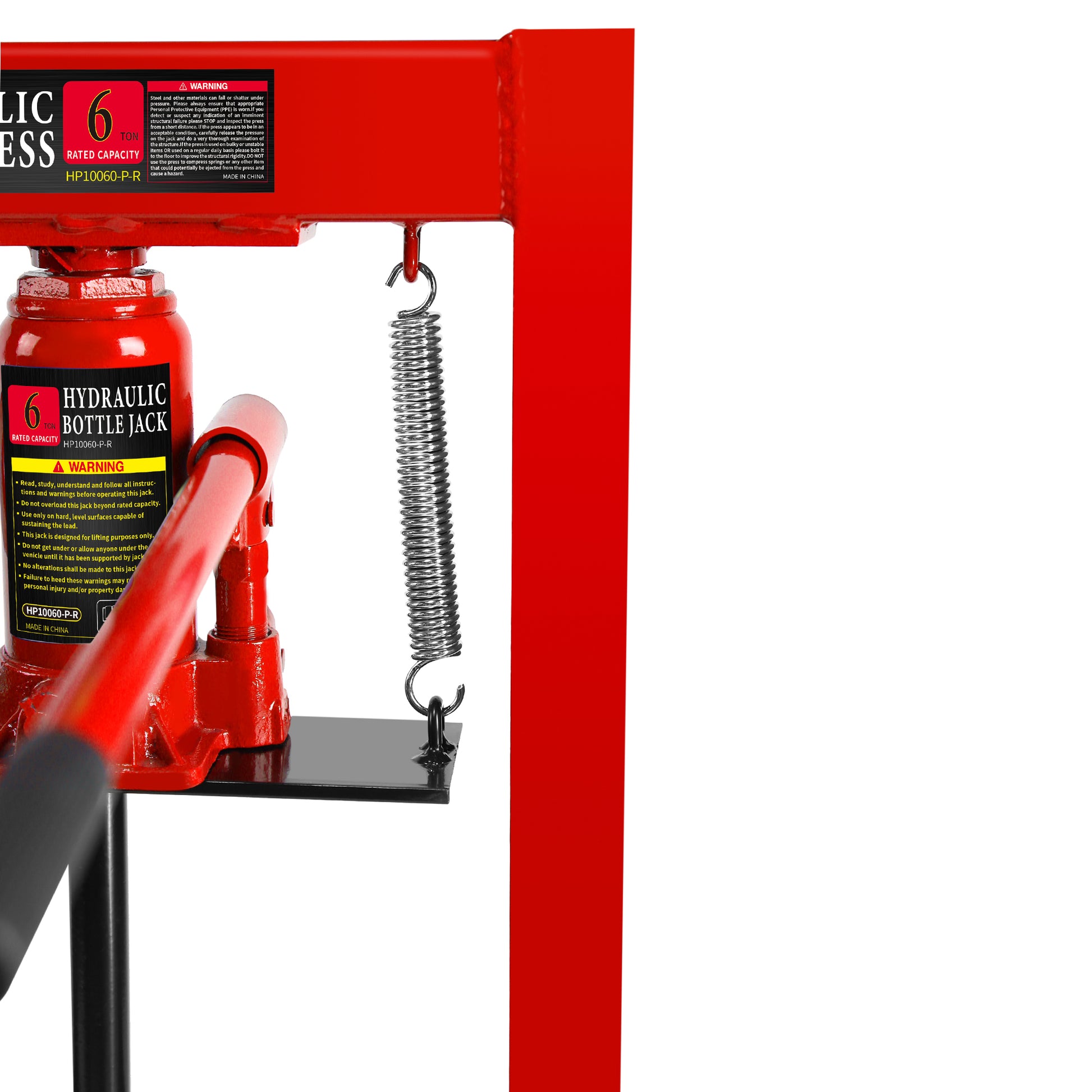 6 Ton Hydraulic Shop Floor Press, With Pressure Gauge Steel H Frame Shop Press With Steel Plates Adjustable Working Table, Red Red Steel