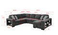 125'' Modern U Shaped 7 Seat Sectional Sofa Couch With Cabinet,Sofa Bed With Storage Chaise Pull Out Couch Bed For Living Room,Dark Gray Light Brown Wood Primary Living Space Heavy Duty Eucalyptus 7 Seat Dark Gray Polyester Soft Pillow Back Modern Square
