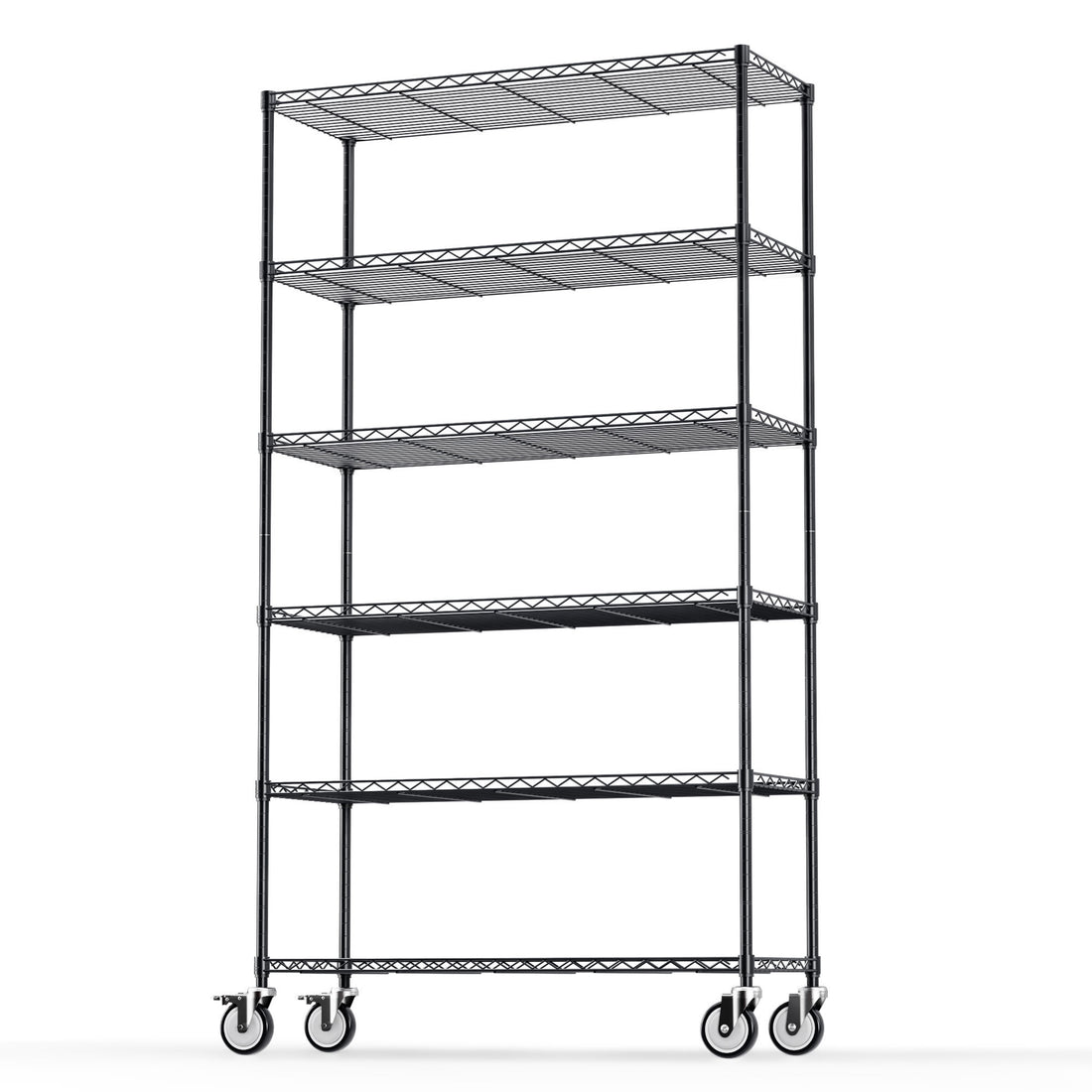 6 Tier Shelf Wire Shelving Unit Fence Shelf Fw 6T1848 B Lkj Black Iron Plastic