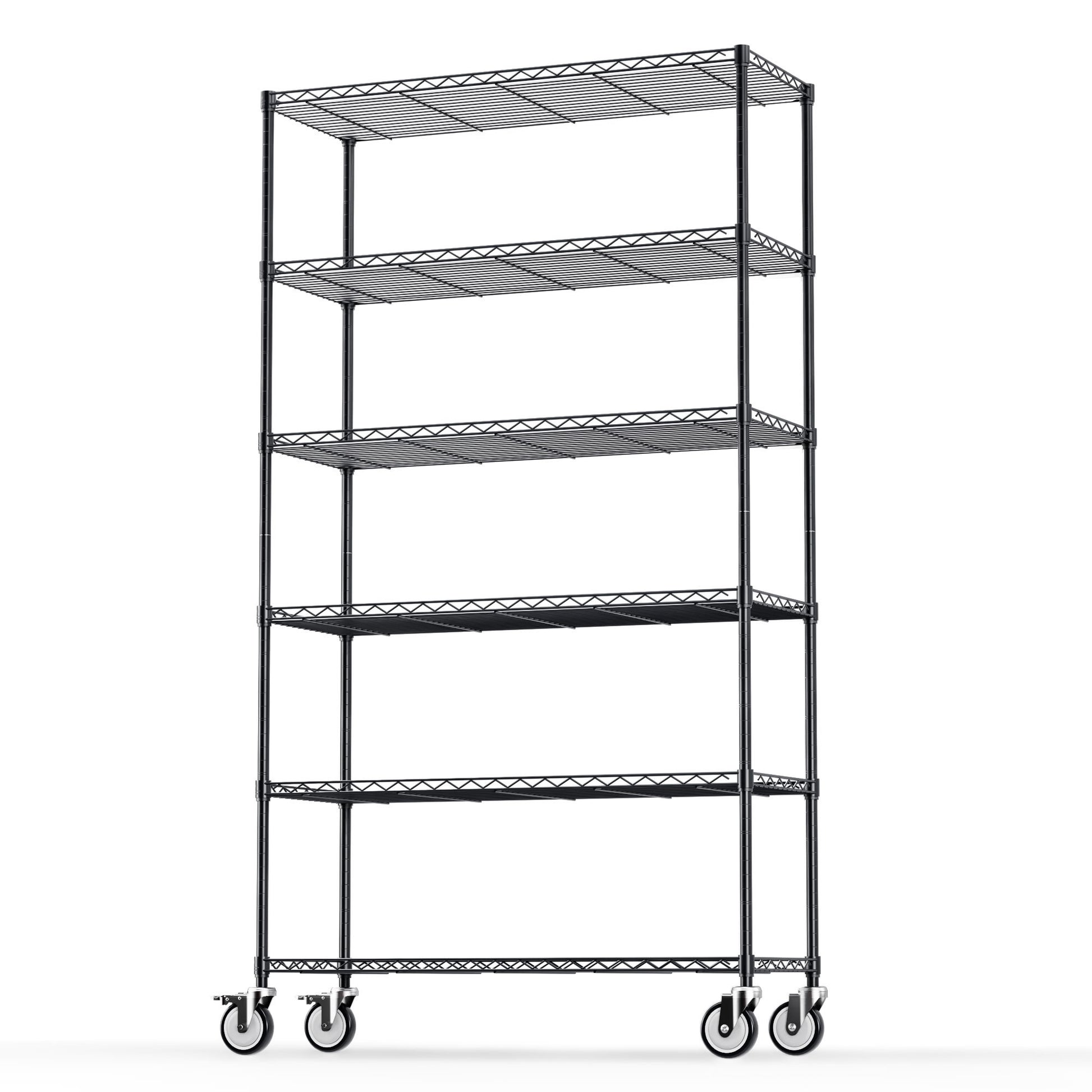 6 Tier Shelf Wire Shelving Unit Fence Shelf Fw 6T1848 B Lkj Black Iron Plastic