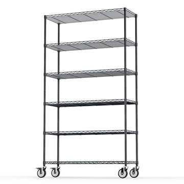 6 Tier Shelf Wire Shelving Unit Fence Shelf Fw 6T1848 B Lkj Black Iron Plastic