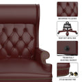 330Lbs Executive Office Chair With Footstool, Ergonomic Design High Back Reclining Comfortable Desk Chair Burdy Burgundy Pu Leather