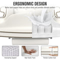 330Lbs Executive Office Chair With Footstool, Ergonomic Design High Back Reclining Comfortable Desk Chair White White Pu Leather
