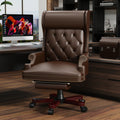 330Lbs Executive Office Chair With Footstool, Ergonomic Design High Back Reclining Comfortable Desk Chair Brown Brown Pu Leather