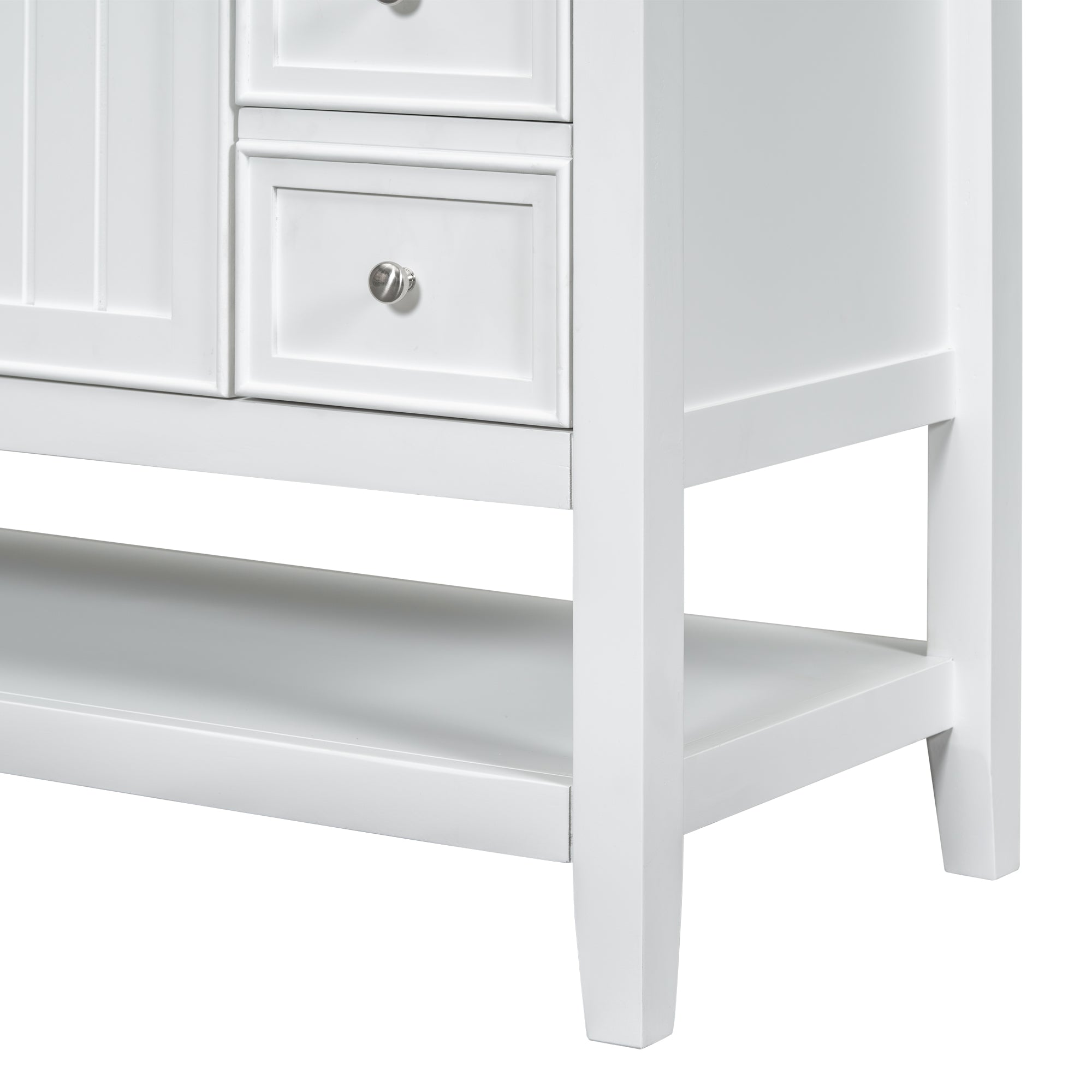 36" Bathroom Vanity Without Sink, Cabinet Base Only, One Cabinet And Three Drawers, White White Solid Wood Mdf