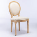 French Style Solid Wood Frame Antique Painting Linen Fabric Back Dining Chair,Set Of 2,Beige,Sw1845Bg Beige Dining Room American Design,French,French Country Rubberwood Foam Fabric