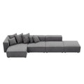 Soft Corduroy Sectional Modular Sofa 4 Piece Set, Small L Shaped Chaise Couch For Living Room, Apartment, Office, Gray Gray Corduroy