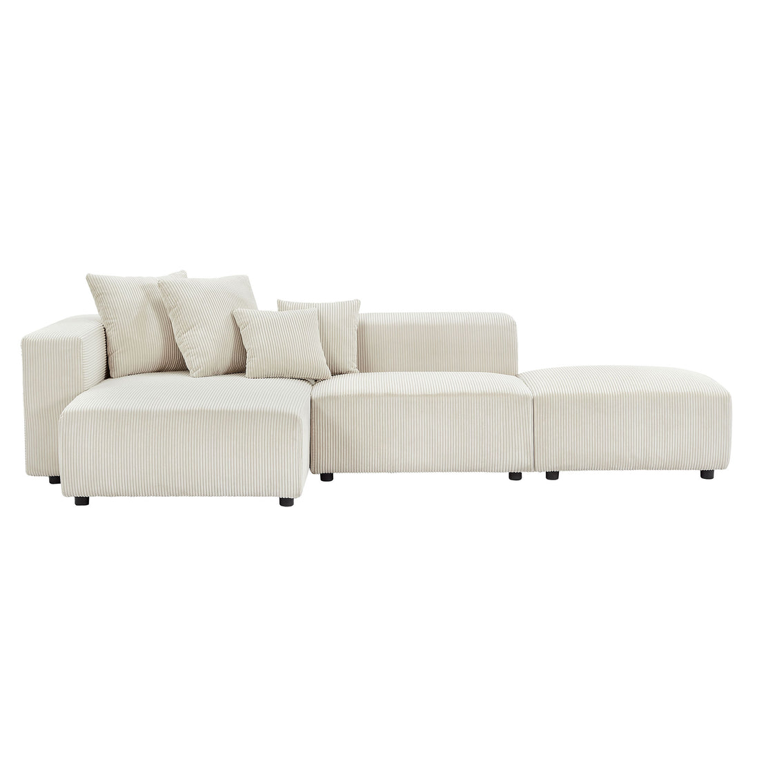 Soft Corduroy Sectional Modular Sofa Set, Small L Shaped Chaise Couch For Living Room, Apartment, Office, Beige Beige Fabric