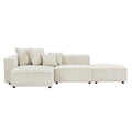 Soft Corduroy Sectional Modular Sofa Set, Small L Shaped Chaise Couch For Living Room, Apartment, Office, Beige Beige Fabric