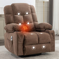 Massage Rocker Recliner Chair Rocking Chairs For Adults Oversized With 2 Cup Holders, Usb Charge Port Soft Features A Manual Massage And Heat. A B Brown Brown Soft Heavy Duty Foam Metal & Wood