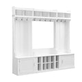 Wide Design Hall Tree With Storage And Bench, 4 In 1 Multi Functional Entryway Bench With Coat Rack And Shoe Cubbies, Practical Furniture For Hallway, White White Primary Living Space Particle Board