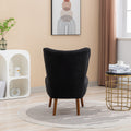 22.50''W Boucle Upholstered Armless Accent Chair Modern Slipper Chair, Cozy Curved Wingback Armchair, Corner Side Chair For Bedroom Living Room Office Cafe Lounge Hotel. Black Black Boucle