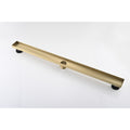 36 Inches Linear Shower Drain, Included Hair Strainer And Leveling Feet Brushed Gold Stainless Steel