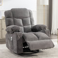 Massage Rocker Recliner Chair Rocking Chairs For Adults Oversized With 2 Cup Holders, Usb Charge Port Soft Features A Manual Massage And Heat. A B Grey Grey Soft Heavy Duty Foam Metal & Wood