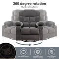 Massage Rocker Recliner Chair Rocking Chairs For Adults Oversized With 2 Cup Holders, Usb Charge Port Soft Features A Manual Massage And Heat. A B Grey Grey Soft Heavy Duty Foam Metal & Wood