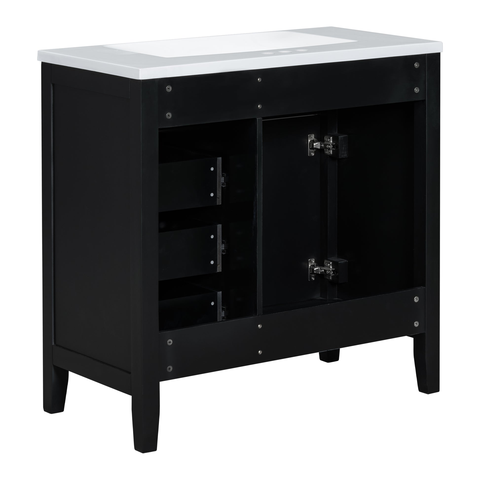 36" Bathroom Vanity With Sink Combo, Black Bathroom Cabinet With Drawers, Solid Frame And Mdf Board Old Sku:Jl000007Aab Black Solid Wood Mdf