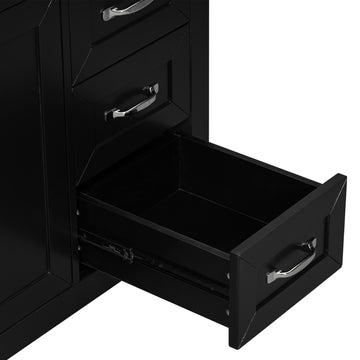 36" Bathroom Vanity With Sink Combo, Black Bathroom Cabinet With Drawers, Solid Frame And Mdf Board Black Solid Wood Mdf