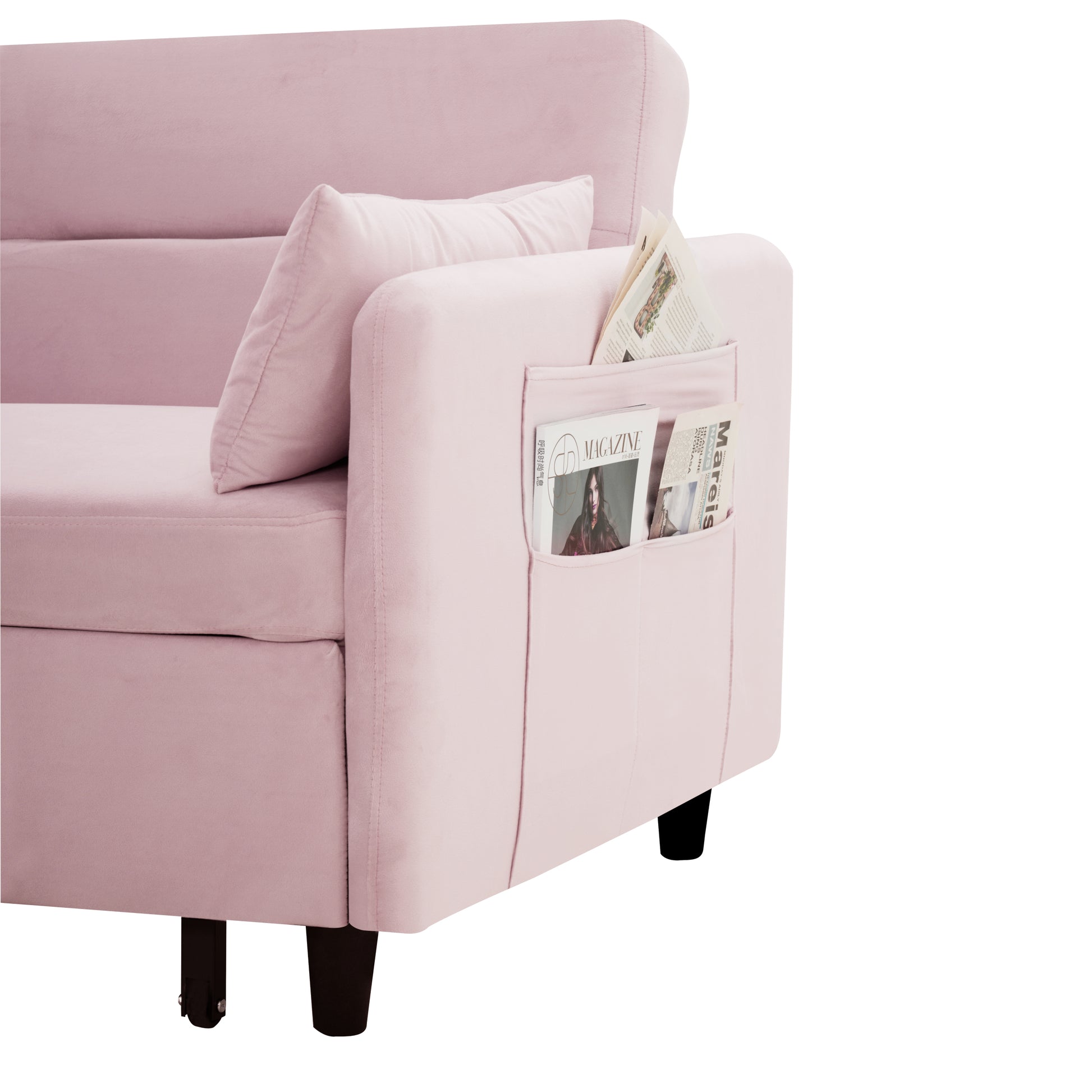 Sofa Pull Out Bed Includes Two Pillows 54 "Pink Velvet Sofa With Small Space Pink Velvet 2 Seat