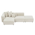 Soft Corduroy Sectional Modular Sofa Set, Small L Shaped Chaise Couch For Living Room, Apartment, Office, Beige Beige Fabric