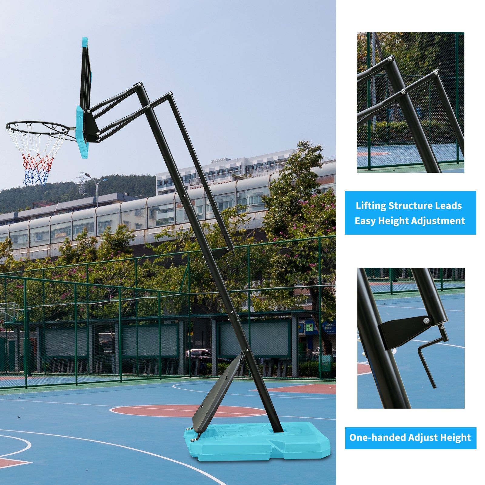 Use For Outdoor Height Adjustable 7.5 To 10Ft Basketball Hoop 44 Inch Backboard Portable Basketball Goal System With Stable Base And Wheels Balls Sports Transparent Garden & Outdoor Sporty Iron