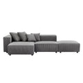 Soft Corduroy Sectional Modular Sofa Set, Small L Shaped Chaise Couch For Living Room, Apartment, Office, Gray Gray Fabric