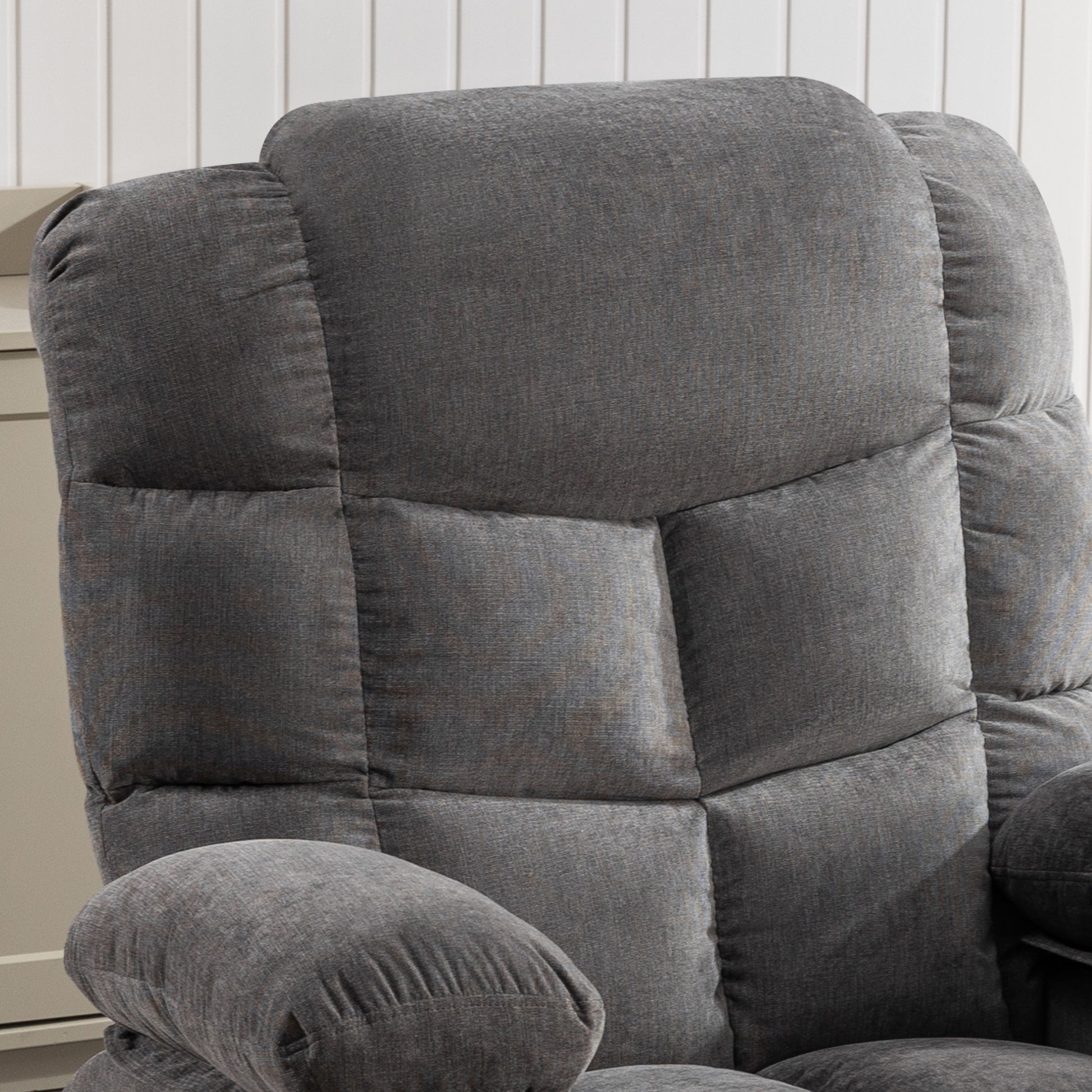 Massage Rocker Recliner Chair Rocking Chairs For Adults Oversized With 2 Cup Holders, Usb Charge Port Soft Features A Manual Massage And Heat. A B Grey Grey Soft Heavy Duty Foam Metal & Wood