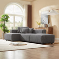 Soft Corduroy Sectional Modular Sofa Set, Small L Shaped Chaise Couch For Living Room, Apartment, Office, Gray Gray Fabric