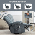 Massage Rocker Recliner Chair Rocking Chairs For Adults Oversized With 2 Cup Holders, Usb Charge Port Soft Features A Manual Massage And Heat.A B Blue Blue Soft Heavy Duty Foam Metal & Wood