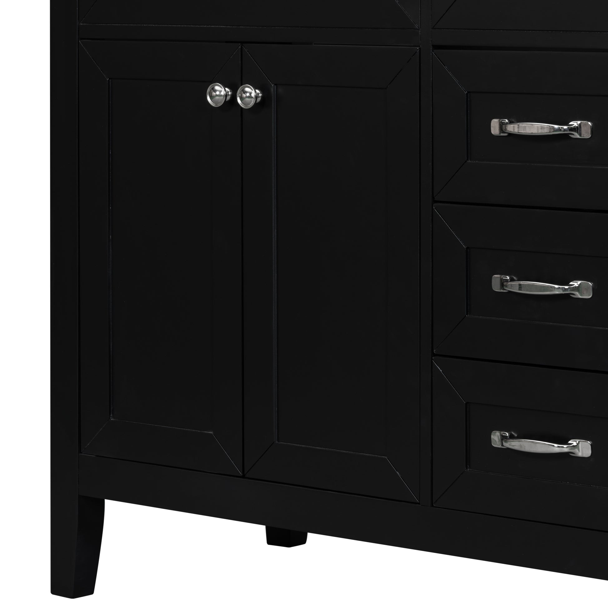 36" Bathroom Vanity With Sink Combo, Black Bathroom Cabinet With Drawers, Solid Frame And Mdf Board Black Solid Wood Mdf