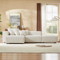 Soft Corduroy Sectional Modular Sofa Set, Small L Shaped Chaise Couch For Living Room, Apartment, Office, Beige Beige Fabric