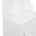 Minimalist Slim Hall Tree With Cabinet & 6 Hanging Hooks, Multi Functional Storage Bench With Coat Rack, Elegant Foyer Cabinet For Hallway, Living Room, White White Primary Living Space Particle Board