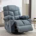 Massage Rocker Recliner Chair Rocking Chairs For Adults Oversized With 2 Cup Holders, Usb Charge Port Soft Features A Manual Massage And Heat.A B Blue Blue Soft Heavy Duty Foam Metal & Wood