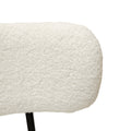 White Dining Chairs Set Of 4, Mid Century Modern Dining Chairs, Kitchen Dining Room Chairs, Curved Backrest Round Upholstered Boucle Dining Chair With Black Metal Legs Metal White Teddy Kitchen Dining Chairs Foam Velvet