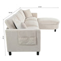 107.87'Sectional Sofa Couch With 1 Ottoman,Seat Cushion And Back Cushion Removable Beige Polyester