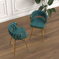 Bar Chair Suede Woven Bar Stool Set Of 4,Golden Legs Barstools No Adjustable Kitchen Island Chairs,360 Swivel Bar Stools Upholstered Bar Chair Counter Stool Arm Chairs With Back Footrest, Blue Metal Blue Kitchen Dining Chairs Foam Technical Leather