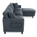 107.87'Sectional Sofa Couch With 1 Ottoman,Seat Cushion And Back Cushion Removable Dark Gray Polyester